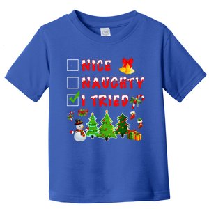 Christmas Nice Naughty I Tried Xmas Tree Light Toddler T-Shirt