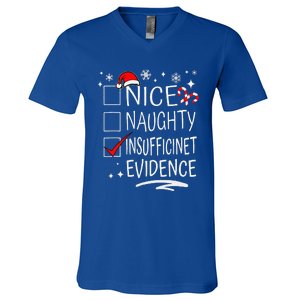 Christmas Nice Naughty Insufficient Evidence Family Group V-Neck T-Shirt