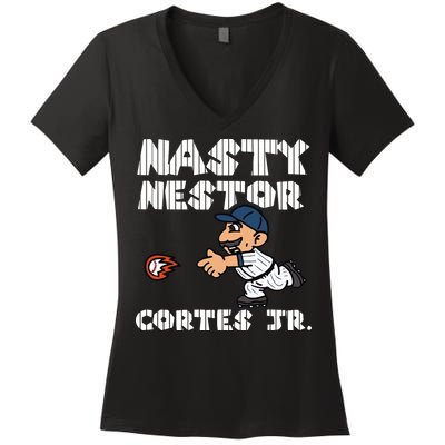 Cute Nasty Nestor Cortes Jr Baseball Legend Catch Ball Women's V-Neck T-Shirt