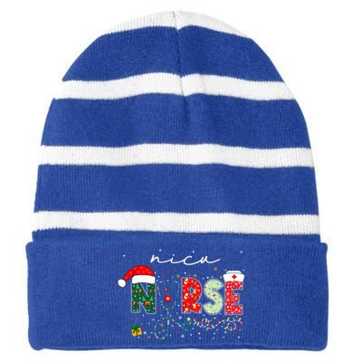 Christmas Nicu Nurse Funny Gift Neonatal Intensive Care Nurse Meaningful Gift Striped Beanie with Solid Band