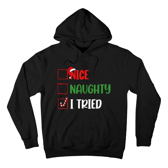 Christmas Nice Naughty I Tried Holiday Xmas 2024 Hoodie