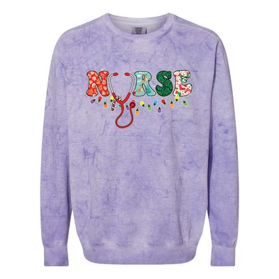 Christmas Nurse Nursing Cute Health Worker Christmas Pattern Colorblast Crewneck Sweatshirt