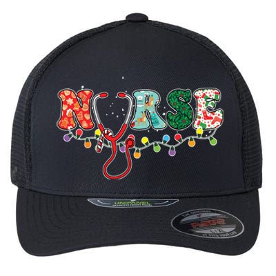 Christmas Nurse Nursing Cute Health Worker Christmas Pattern Flexfit Unipanel Trucker Cap