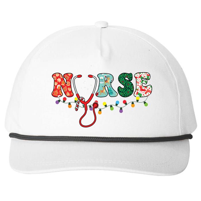 Christmas Nurse Nursing Cute Health Worker Christmas Pattern Snapback Five-Panel Rope Hat