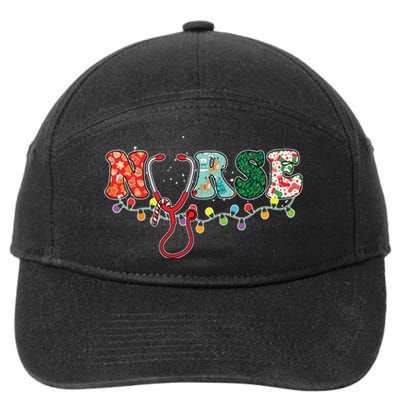 Christmas Nurse Nursing Cute Health Worker Christmas Pattern 7-Panel Snapback Hat