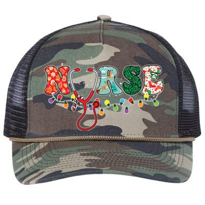 Christmas Nurse Nursing Cute Health Worker Christmas Pattern Retro Rope Trucker Hat Cap