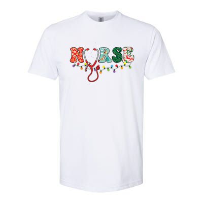 Christmas Nurse Nursing Cute Health Worker Christmas Pattern Softstyle CVC T-Shirt