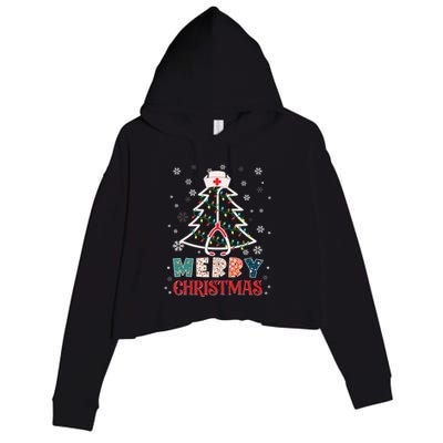 Christmas Nurse Nursing Cute Health Worker Merry Christmas Crop Fleece Hoodie