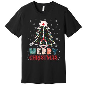 Christmas Nurse Nursing Cute Health Worker Merry Christmas Premium T-Shirt