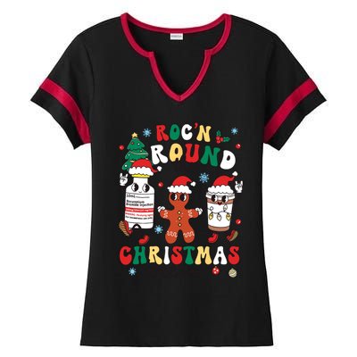 Christmas Nurse Nursing Rocn Around The Christmas Tree Ladies Halftime Notch Neck Tee