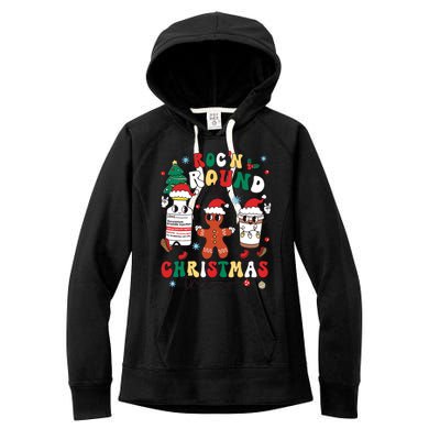 Christmas Nurse Nursing Rocn Around The Christmas Tree Women's Fleece Hoodie