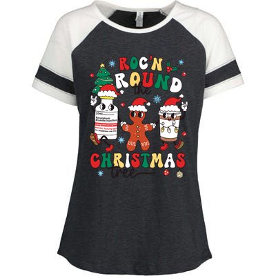 Christmas Nurse Nursing Rocn Around The Christmas Tree Enza Ladies Jersey Colorblock Tee