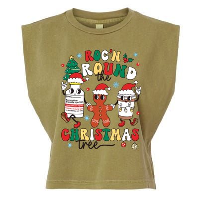 Christmas Nurse Nursing Rocn Around The Christmas Tree Garment-Dyed Women's Muscle Tee