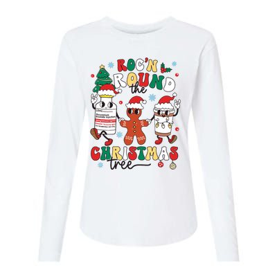 Christmas Nurse Nursing Rocn Around The Christmas Tree Womens Cotton Relaxed Long Sleeve T-Shirt