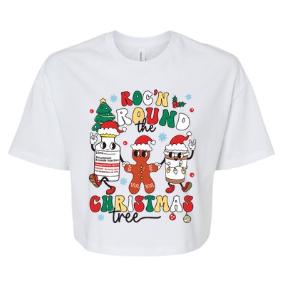 Christmas Nurse Nursing Rocn Around The Christmas Tree Bella+Canvas Jersey Crop Tee