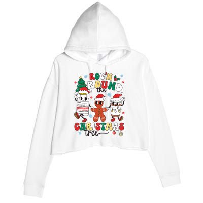 Christmas Nurse Nursing Rocn Around The Christmas Tree Crop Fleece Hoodie