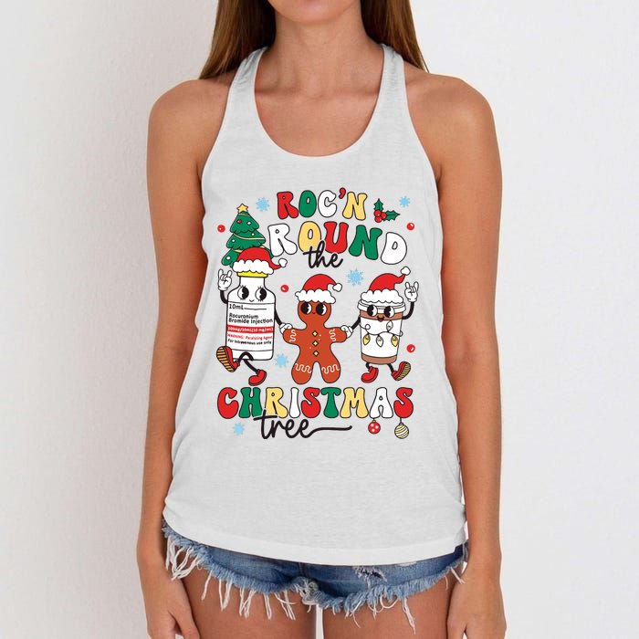 Christmas Nurse Nursing Rocn Around The Christmas Tree Women's Knotted Racerback Tank