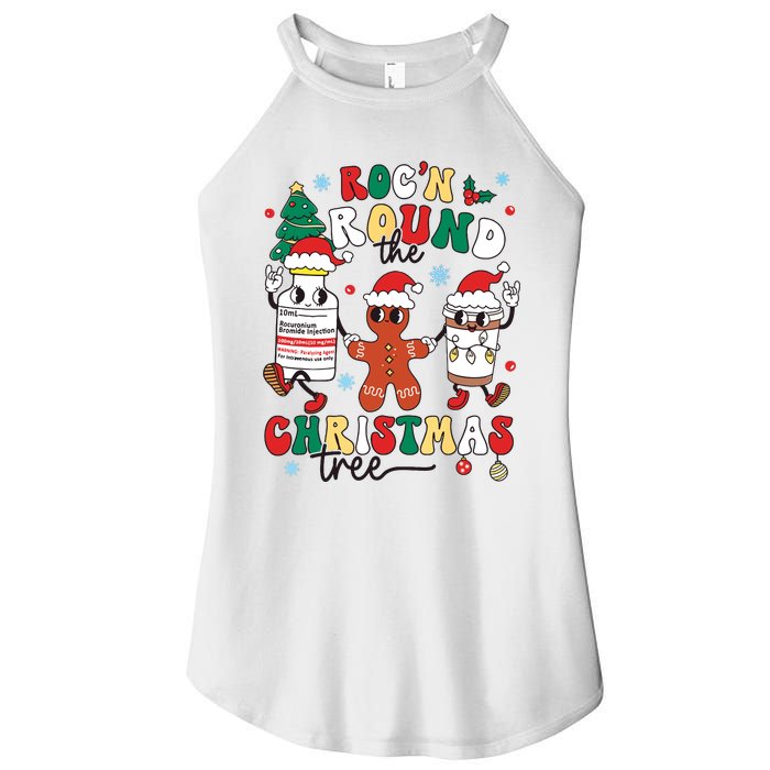 Christmas Nurse Nursing Rocn Around The Christmas Tree Women's Perfect Tri Rocker Tank