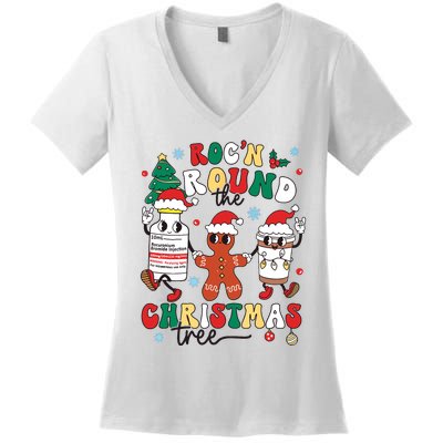 Christmas Nurse Nursing Rocn Around The Christmas Tree Women's V-Neck T-Shirt