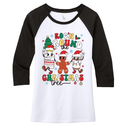 Christmas Nurse Nursing Rocn Around The Christmas Tree Women's Tri-Blend 3/4-Sleeve Raglan Shirt