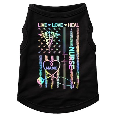 Custom Name Nurse Live Love Heal Colorful USA Flag Doggie Tank
