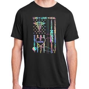 Custom Name Nurse Live Love Heal Colorful USA Flag Adult ChromaSoft Performance T-Shirt