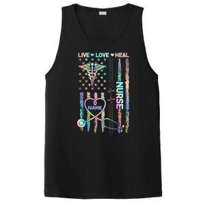 Custom Name Nurse Live Love Heal Colorful USA Flag PosiCharge Competitor Tank