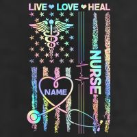 Custom Name Nurse Live Love Heal Colorful USA Flag Hat