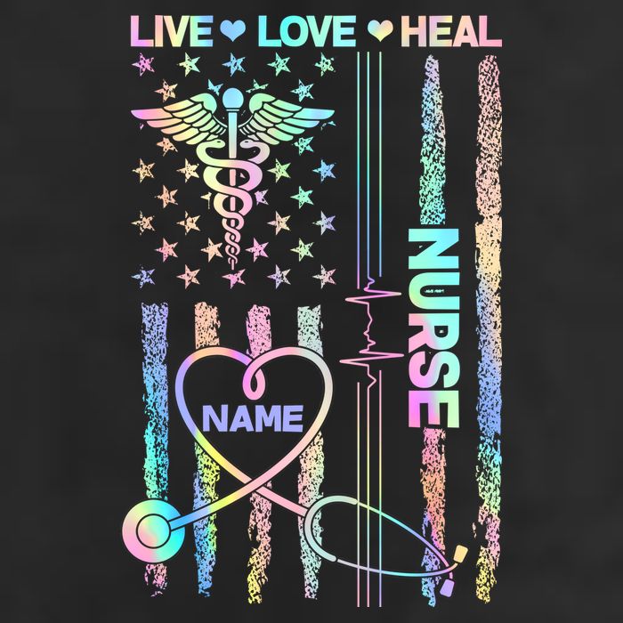 Custom Name Nurse Live Love Heal Colorful USA Flag Hat