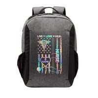 Custom Name Nurse Live Love Heal Colorful USA Flag Vector Backpack