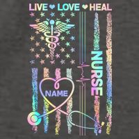 Custom Name Nurse Live Love Heal Colorful USA Flag Vector Backpack