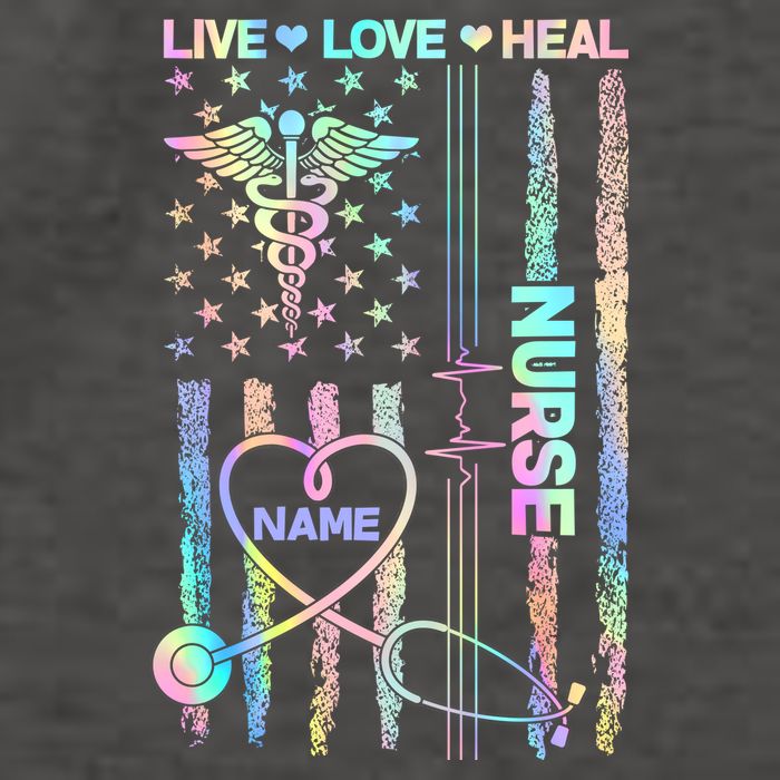 Custom Name Nurse Live Love Heal Colorful USA Flag Vector Backpack