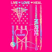 Custom Name Nurse Live Love Heal Colorful USA Flag Tie-Dye T-Shirt