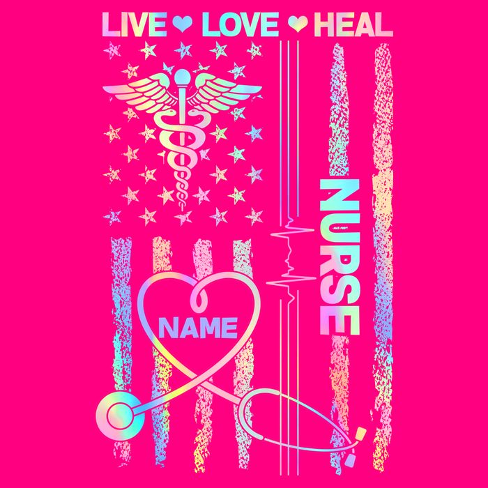 Custom Name Nurse Live Love Heal Colorful USA Flag Tie-Dye T-Shirt