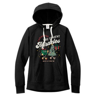 Christmas NICU Nurse Tiniest Miracles Winter Xmas Neonatal ICU Rn  Women's Fleece Hoodie