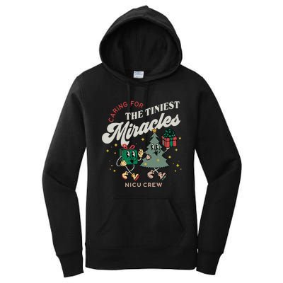 Christmas NICU Nurse Tiniest Miracles Winter Xmas Neonatal ICU Rn  Women's Pullover Hoodie