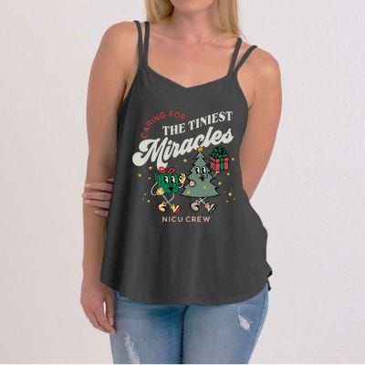 Christmas NICU Nurse Tiniest Miracles Winter Xmas Neonatal ICU Rn  Women's Strappy Tank