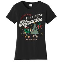 Christmas NICU Nurse Tiniest Miracles Winter Xmas Neonatal ICU Rn  Women's T-Shirt