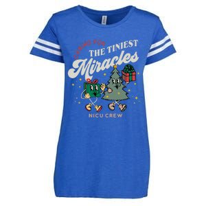 Christmas NICU Nurse Tiniest Miracles Winter Xmas Neonatal ICU Rn  Enza Ladies Jersey Football T-Shirt