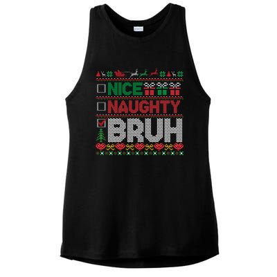 Christmas Nice Naughty Bruh Funny Xmas List Cool Gift Ladies PosiCharge Tri-Blend Wicking Tank