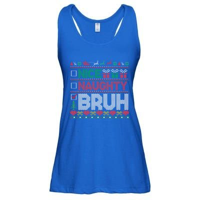 Christmas Nice Naughty Bruh Funny Xmas List Cool Gift Ladies Essential Flowy Tank