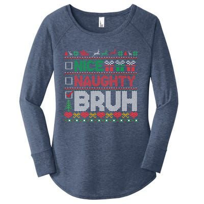 Christmas Nice Naughty Bruh Funny Xmas List Cool Gift Women's Perfect Tri Tunic Long Sleeve Shirt