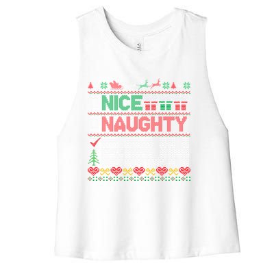 Christmas Nice Naughty Bruh Funny Xmas List Cool Gift Women's Racerback Cropped Tank