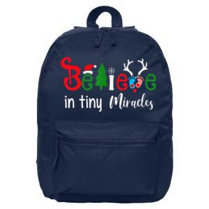 Christmas NICU Nurse Believe In Tiny Miracles Funny Funny 16 in Basic Backpack