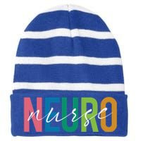 Cute Neuro Nurse Neurology Nursing Student Proud Nurselif Gift Striped Beanie with Solid Band