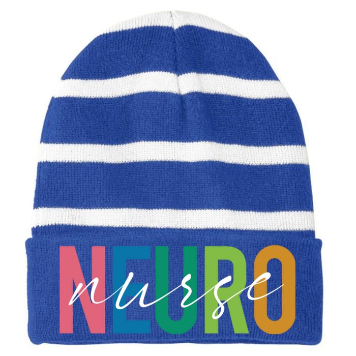 Cute Neuro Nurse Neurology Nursing Student Proud Nurselif Gift Striped Beanie with Solid Band