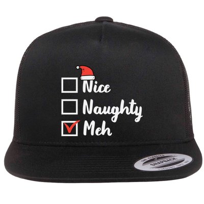Christmas Nice Naughty Meh Funny Xmas List Gift Flatbill Hat