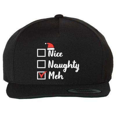 Christmas Nice Naughty Meh Funny Xmas List Gift Wool Snapback Cap
