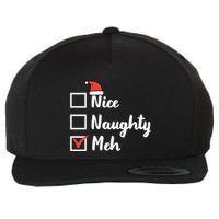 Christmas Nice Naughty Meh Funny Xmas List Gift Wool Snapback Cap