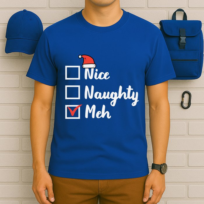 Christmas Nice Naughty Meh Funny Xmas List Gift T-Shirt